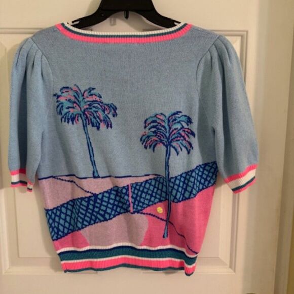 Lilly Pulitzer Vivie Sweater Blue Perfect Match Intarsia Sz S Retail $148 - Picture 3 of 9